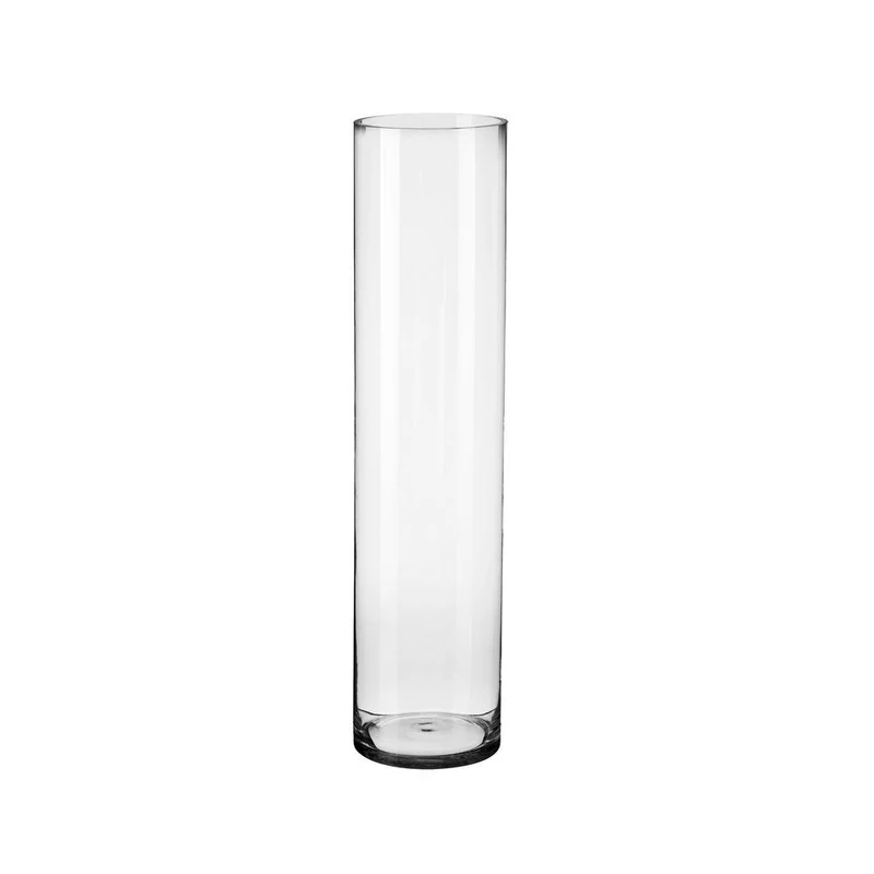 Jarrón cilíndrico de cristal transparente decorativo de 15x70 cm