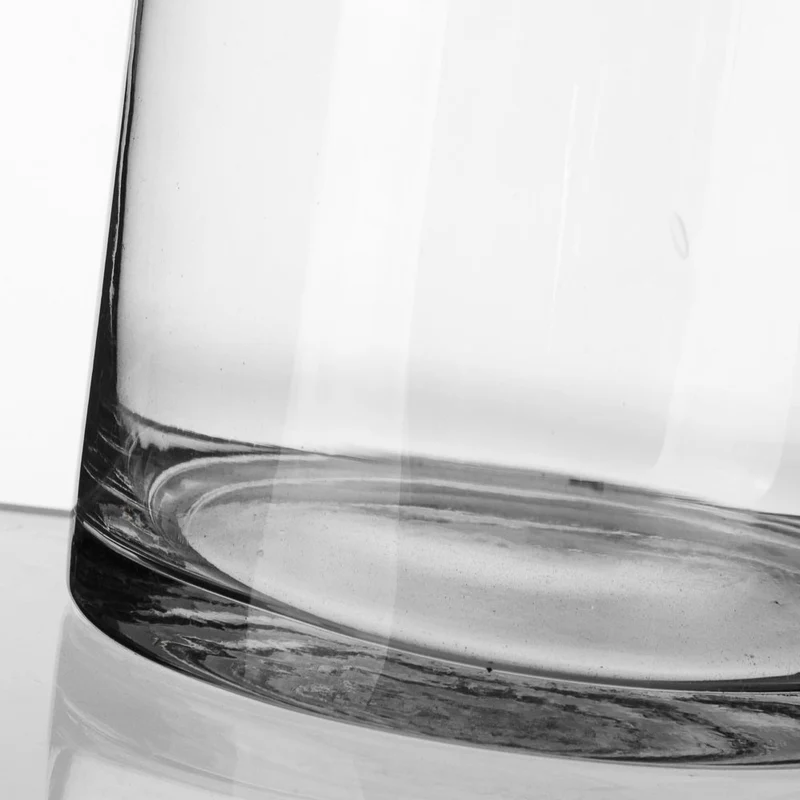Jarrón cilíndrico de cristal transparente decorativo de 15x70 cm