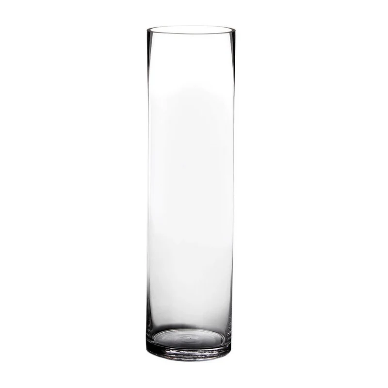 Jarrón cilíndrico de cristal transparente decorativo de 15x60 cm