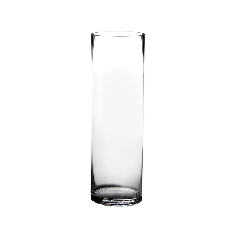 Jarrón cilíndrico de cristal transparente decorativo de 15x50 cm