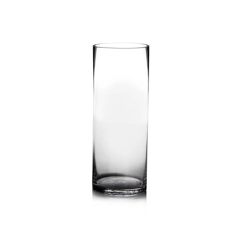 Jarrón cilíndrico de cristal transparente decorativo de 15x40 cm