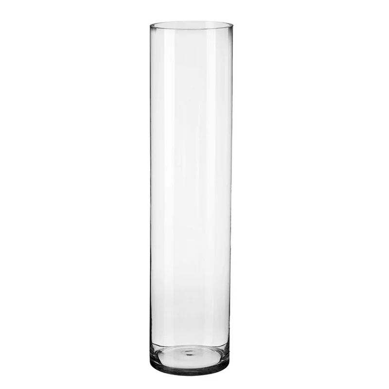 Jarrón decorativo redondo de cristal transparente de Ø 15x90 cm