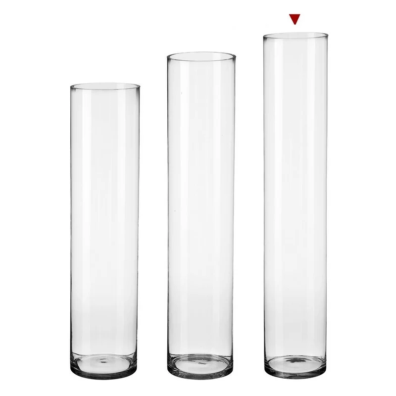 Jarrón decorativo redondo de cristal transparente de Ø 15x90 cm
