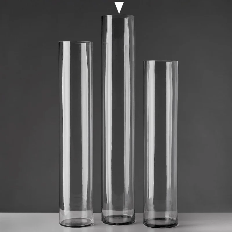 Jarrón decorativo redondo de cristal transparente de Ø 15x90 cm