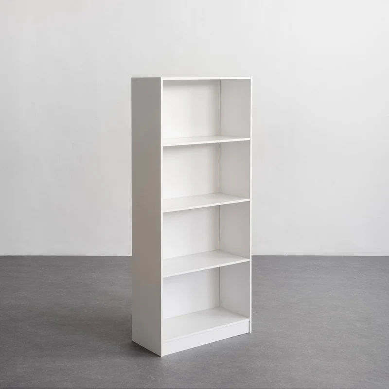 Estantería librería de 4 estantes de tablero MDF blanco de 147x60 cm