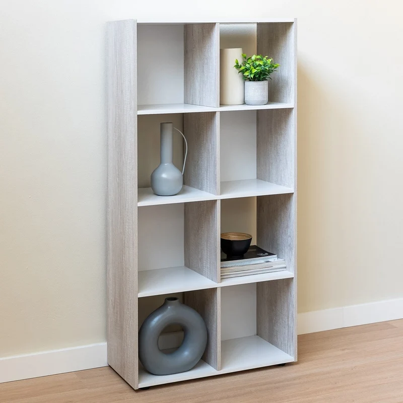 Estantería tipo cubo de madera MDF laminada blanca de 120x60x29 cm