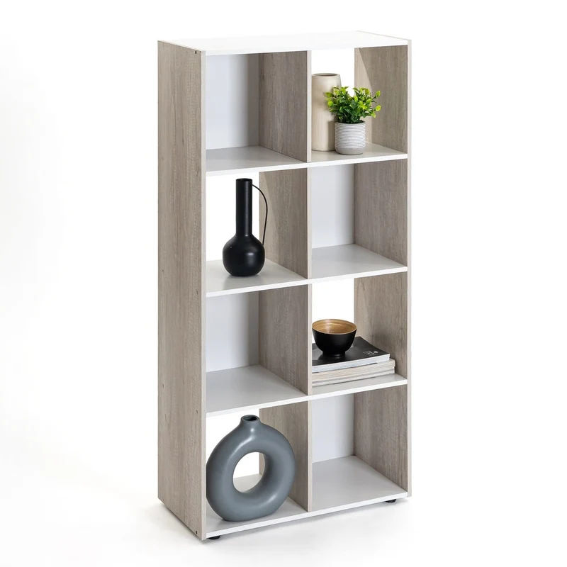 Estantería tipo cubo de madera MDF laminada blanca de 120x60x29 cm