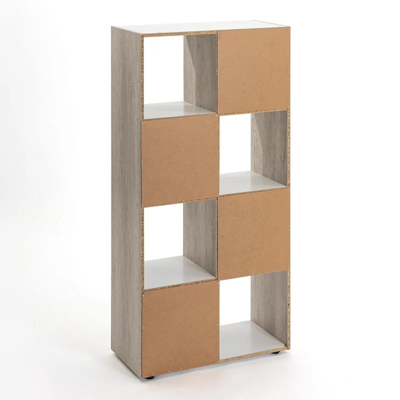 Estantería tipo cubo de madera MDF laminada blanca de 120x60x29 cm