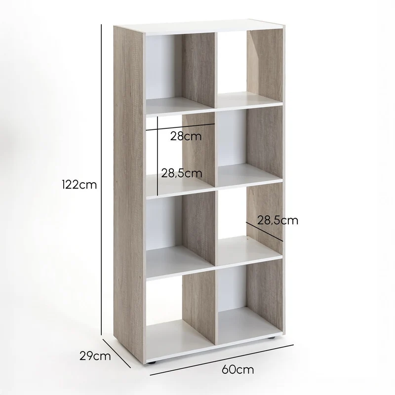 Estantería tipo cubo de madera MDF laminada blanca de 120x60x29 cm