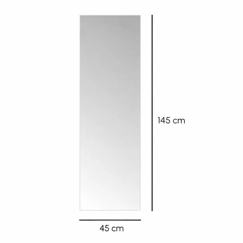 Espejo de pared de cuerpo entero con marco blanco de plástico de 45x145 cm