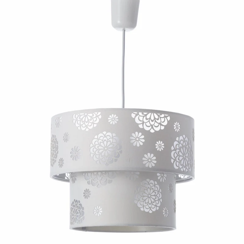 Lámpara de techo moderna blanca con pantalla redonda de tela, 30x22,5 cm