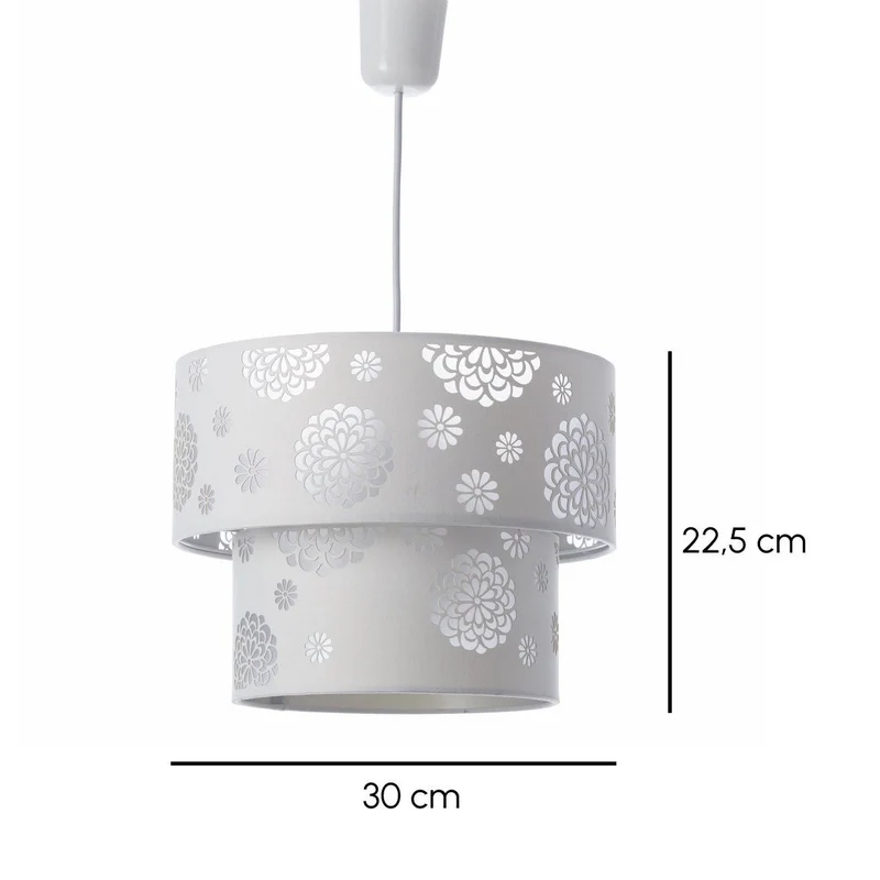 Lámpara de techo moderna blanca con pantalla redonda de tela, 30x22,5 cm