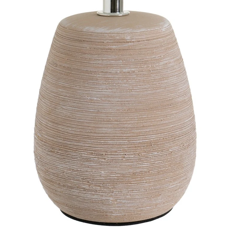 Lámpara de mesa rústica de cerámica marrón de ø 17x27 cm con tulipa blanca