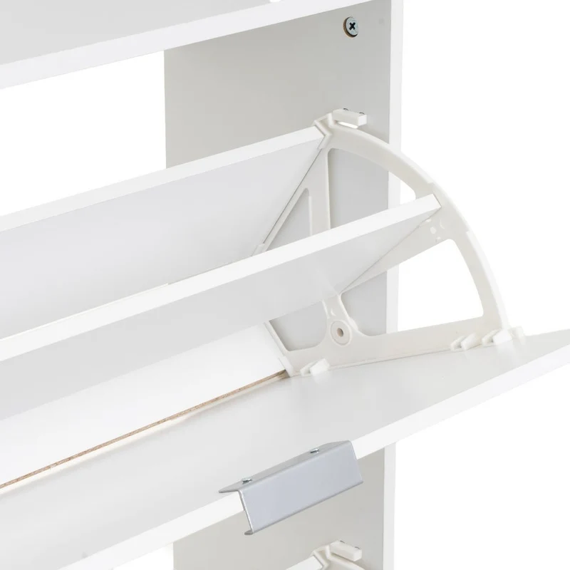Zapatero con 3 puertas de tablero blanco de 74x24x119 cm para 18 pares