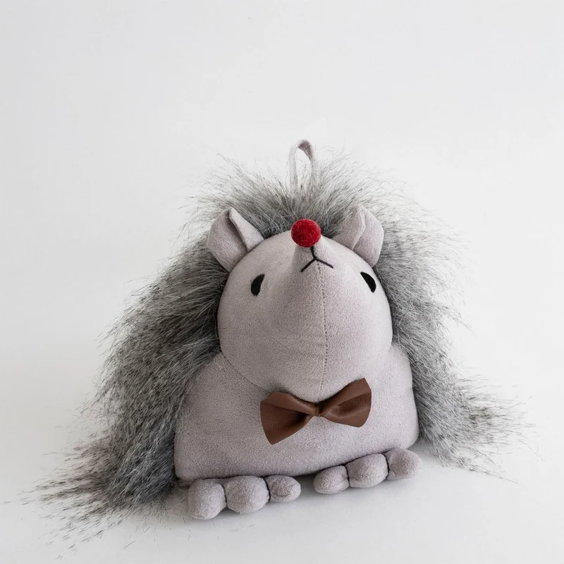 Set de 2 topes de puerta con forma de erizos marrón y gris de 23 cm y 2 kg