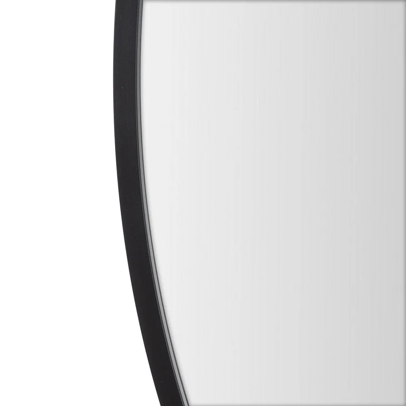 Espejo de pared redondo con marco de aluminio negro de 100 cm