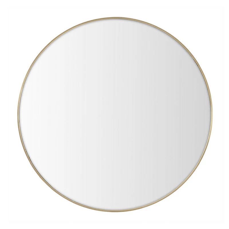 Espejo de pared redondo con marco de aluminio dorado de 100 cm