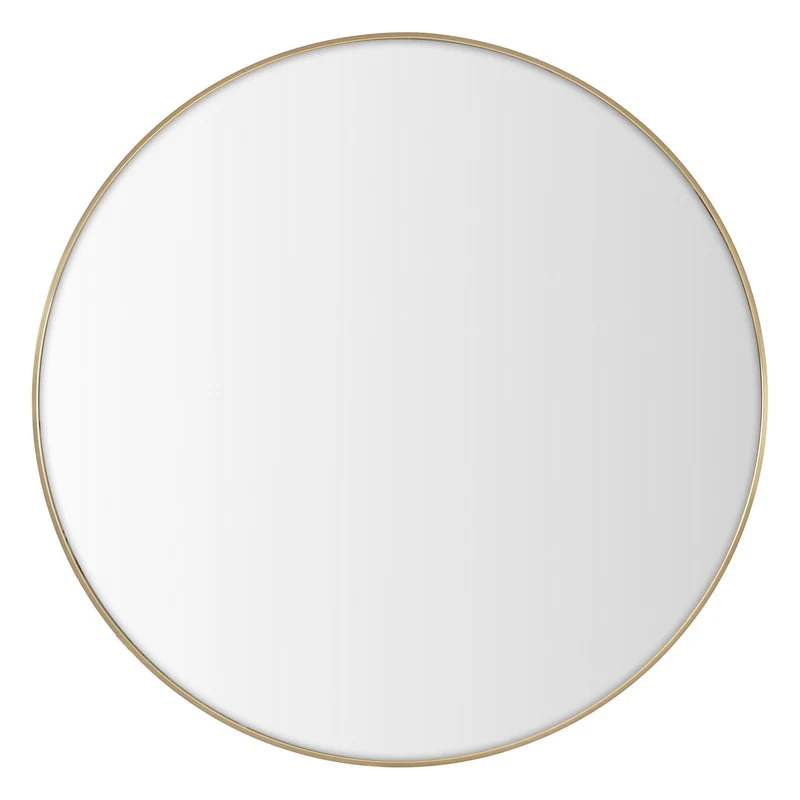 Espejo de pared redondo con marco de aluminio dorado de 120 cm