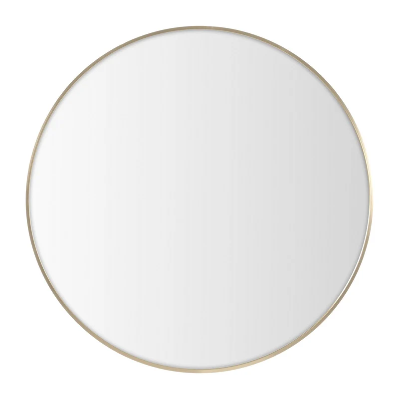 Espejo de pared redondo con marco de aluminio dorado de 80 cm