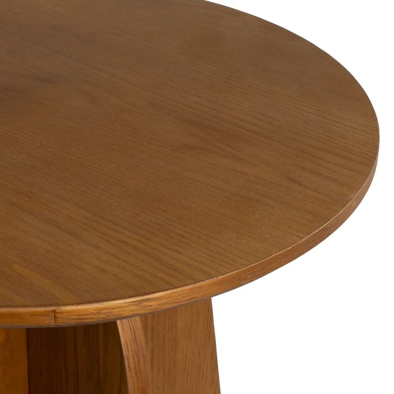 Mesa auxiliar redonda de madera laminada color roble de 40x40x50 cm