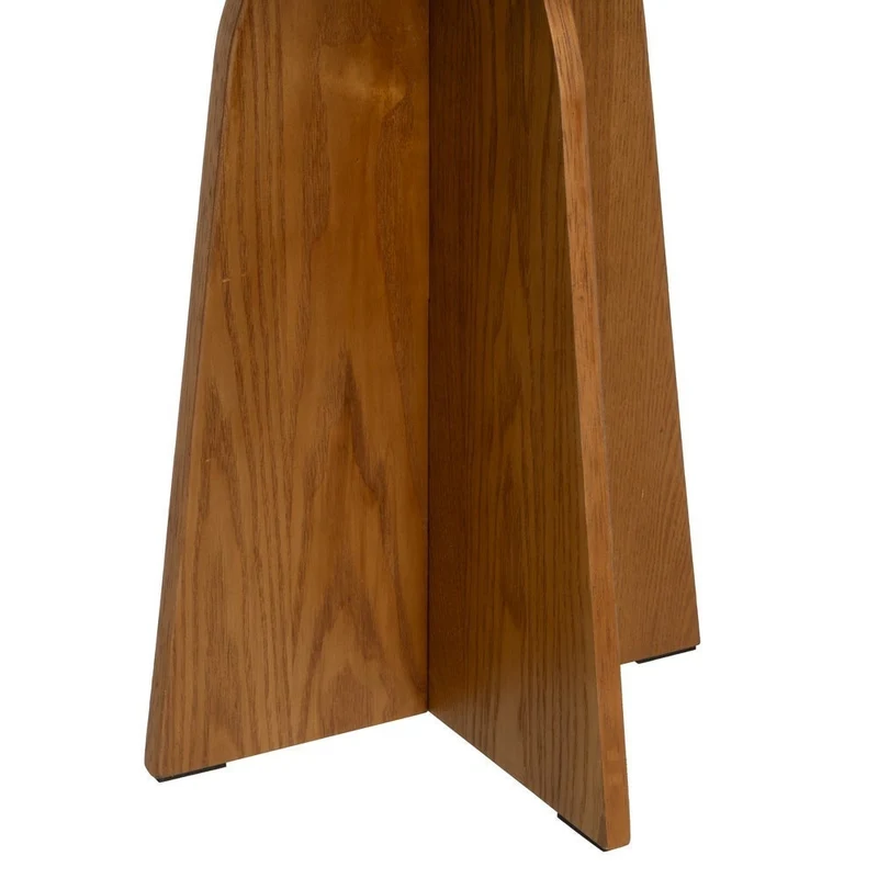 Mesa auxiliar redonda de madera laminada color roble de 40x40x50 cm
