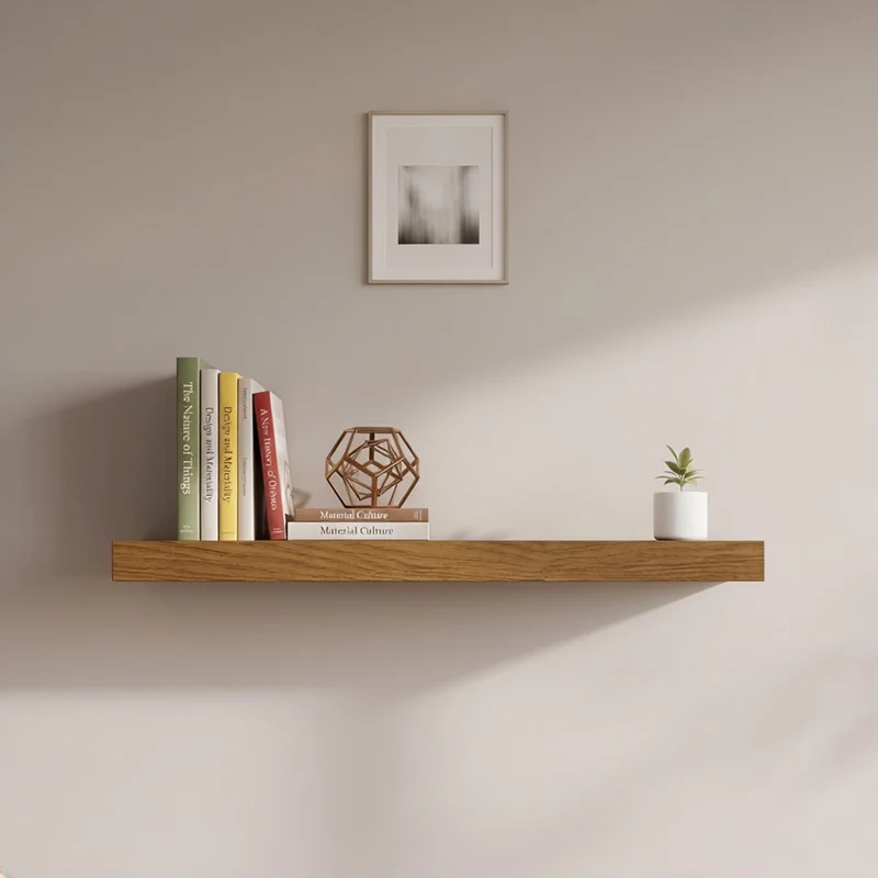 Set de 2 estantes de pared flotantes color roble de 60x23,5x3,8 cm