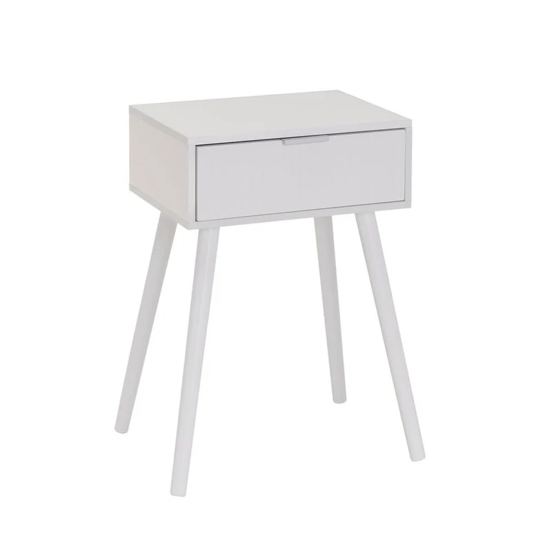 Mesita de noche de 1 cajón con laminado color blanco de 45x35x59cm