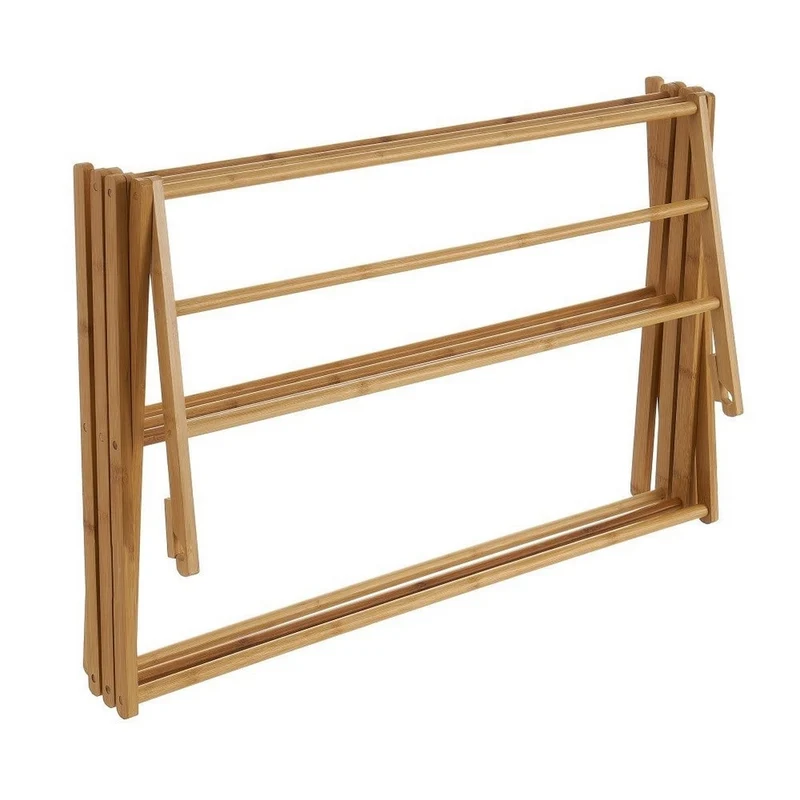 Toallero tendedero plegable de bambú de 74x36x105 cm con 11 barras