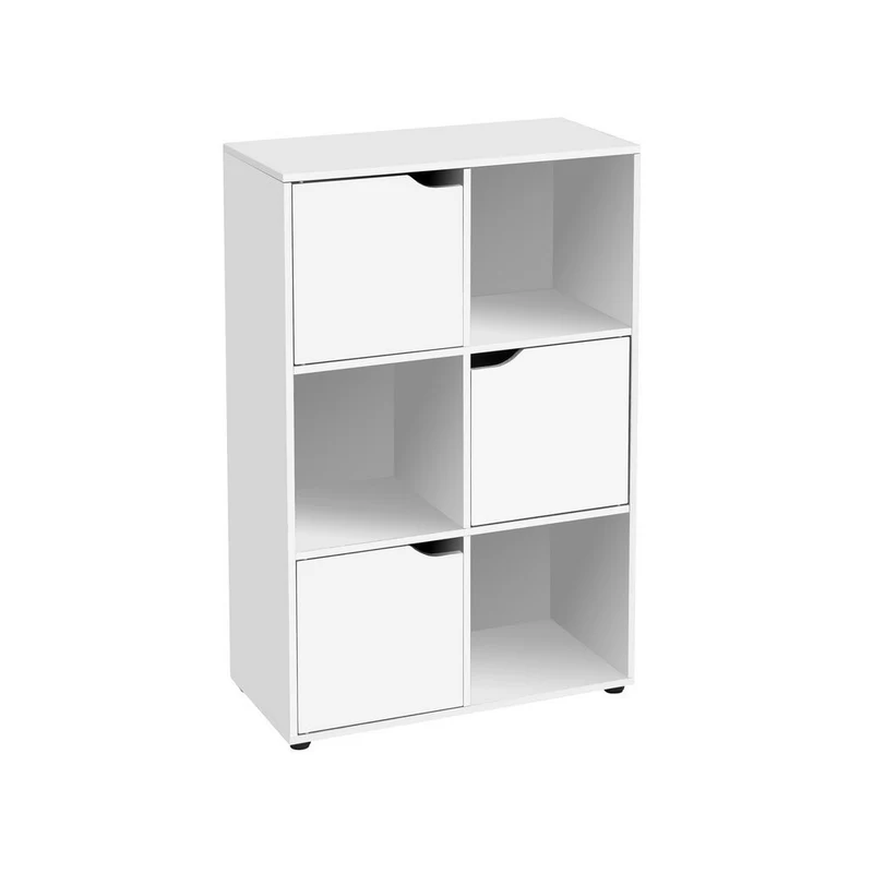Estantería Cubo con 6 estantes y 3 puertas color blanco de 90x60x29 cm