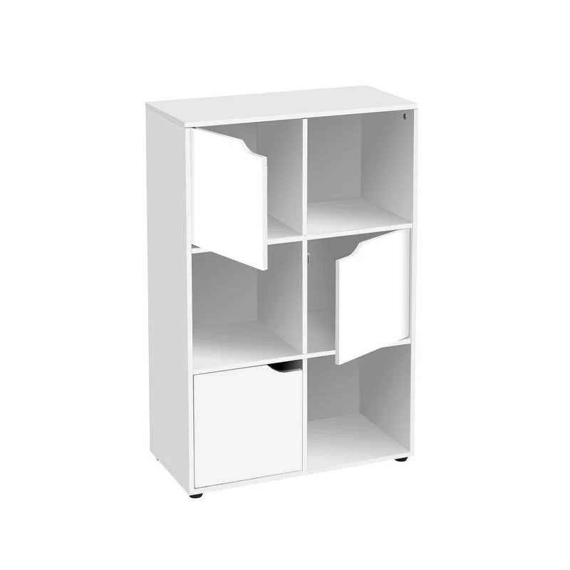 Estantería Cubo con 6 estantes y 3 puertas color blanco de 90x60x29 cm