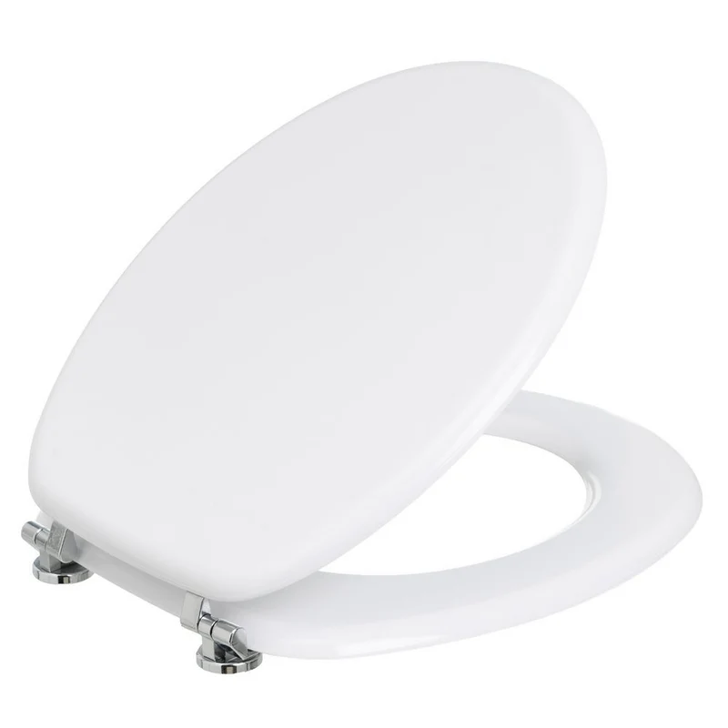 Tapa WC de bambú blanco con bisagras de zinc y fácil instalación 43x37cm