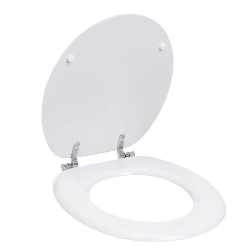 Tapa WC de bambú blanco con bisagras de zinc y fácil instalación 43x37cm