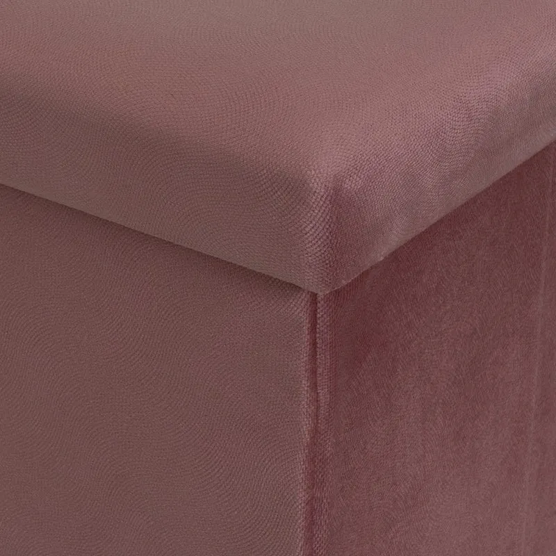 Puf arcón plegable color malva para almacenaje con tapa de 38x38x38cm