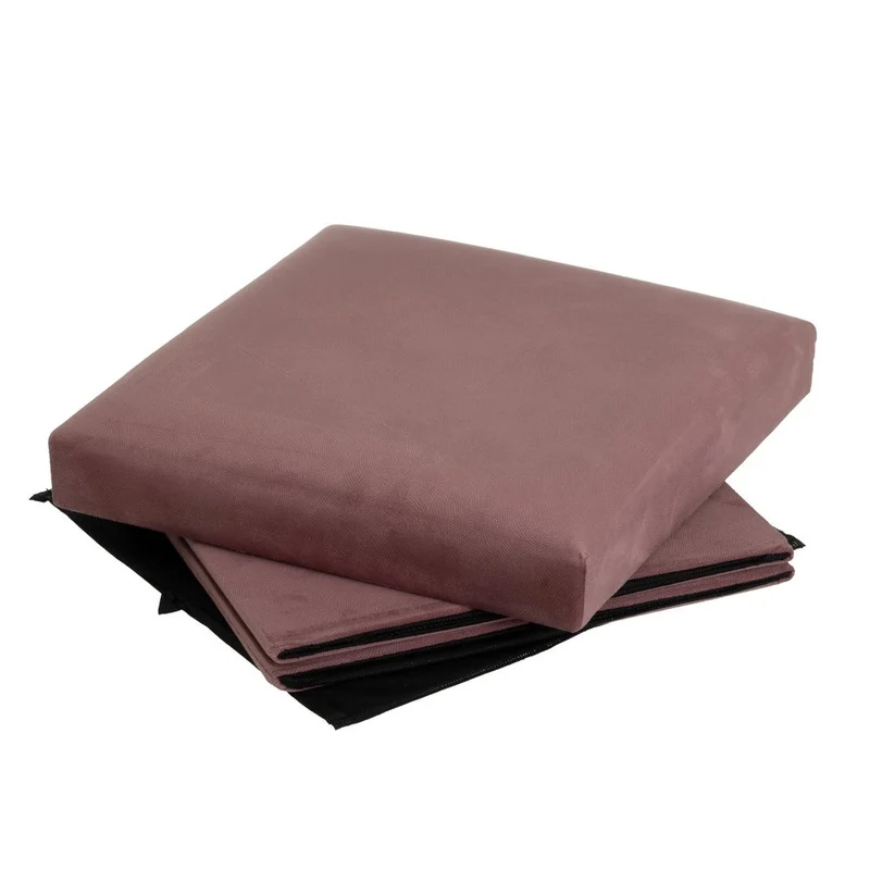 Puf arcón plegable color malva para almacenaje con tapa de 38x38x38cm