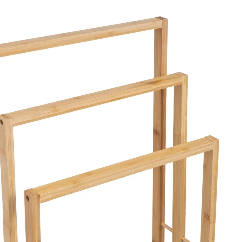 Toallero de bambú natural para 3 toallas de baño de 42x24x82cm