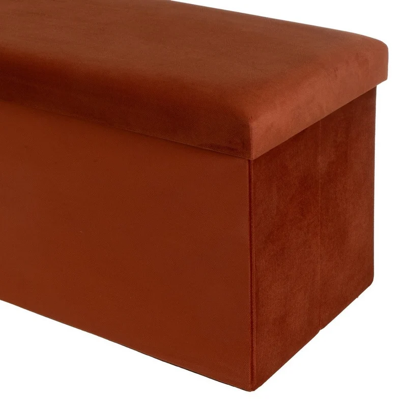 Puf arcón plegable color rojo para almacenaje con tapa de 76x38x38cm