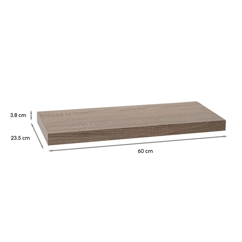 Set de 2 estantes de pared flotantes color madera natural de 60x23,5x3,8 cm