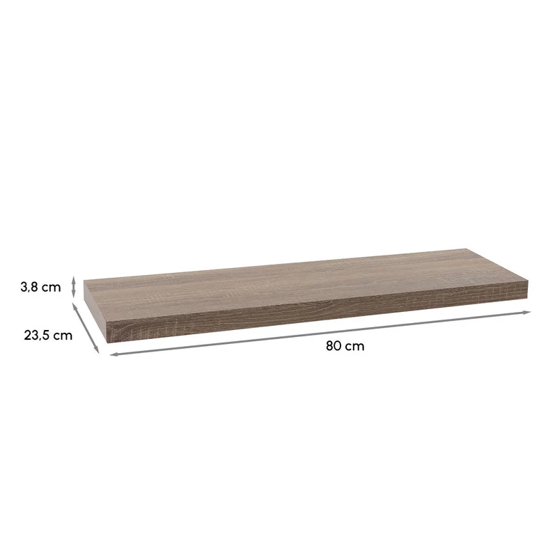 Set de 2 estantes de pared flotantes color madera natural de 80x23,5x3,8 cm