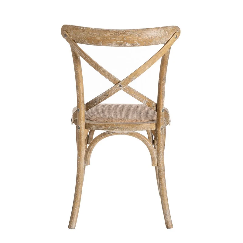 4 sillas de comedor Aspas de madera de olmo marrón y asiento de ratán
