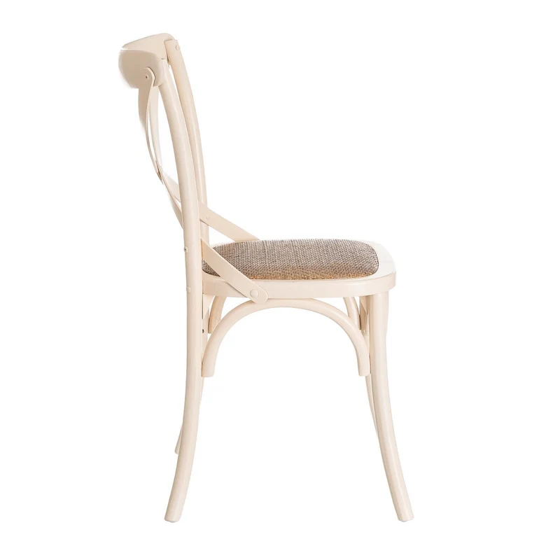 2 sillas de comedor Aspas de madera de olmo blanco y asiento de ratán