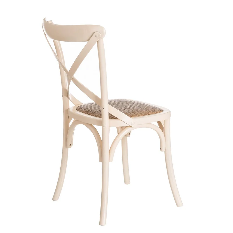2 sillas de comedor Aspas de madera de olmo blanco y asiento de ratán
