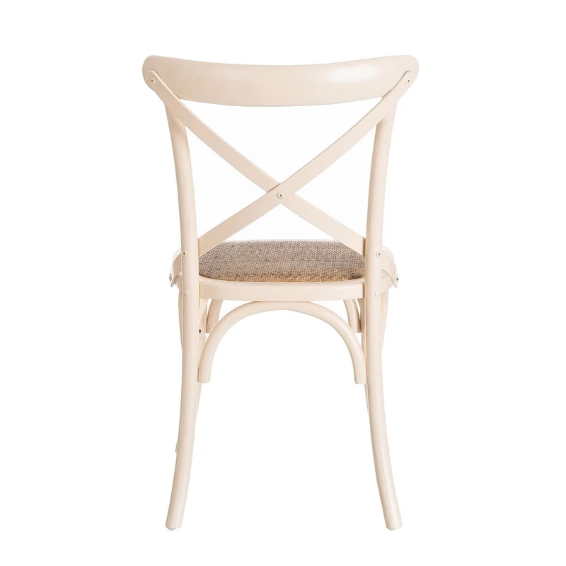 2 sillas de comedor Aspas de madera de olmo blanco y asiento de ratán