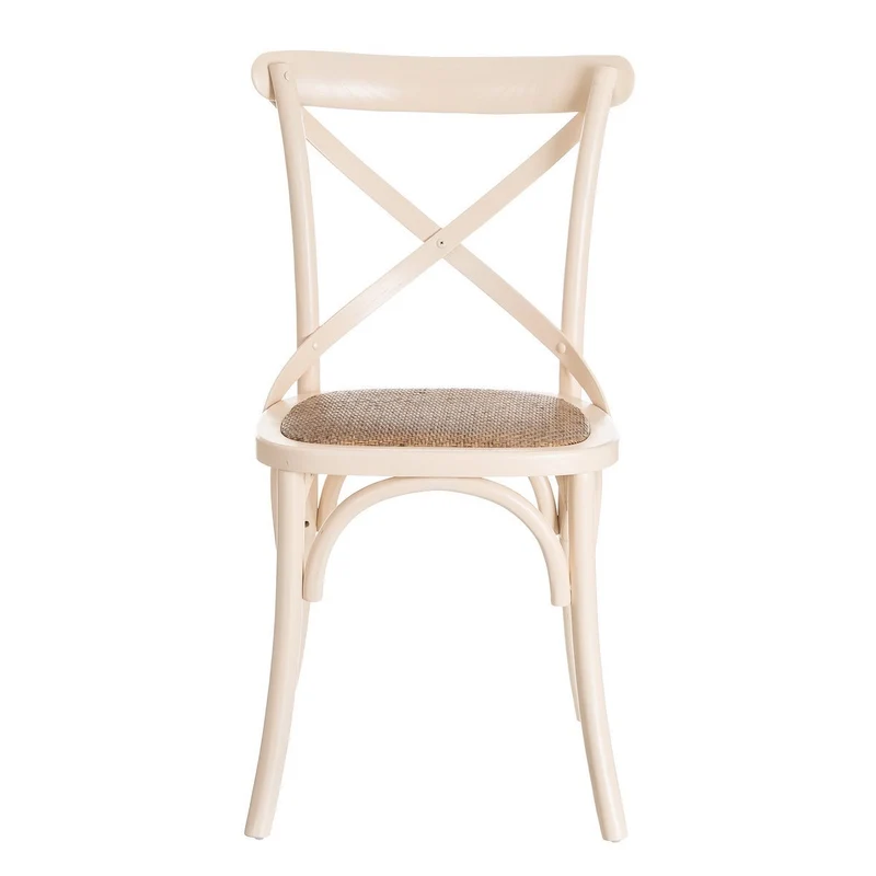 2 sillas de comedor Aspas de madera de olmo blanco y asiento de ratán