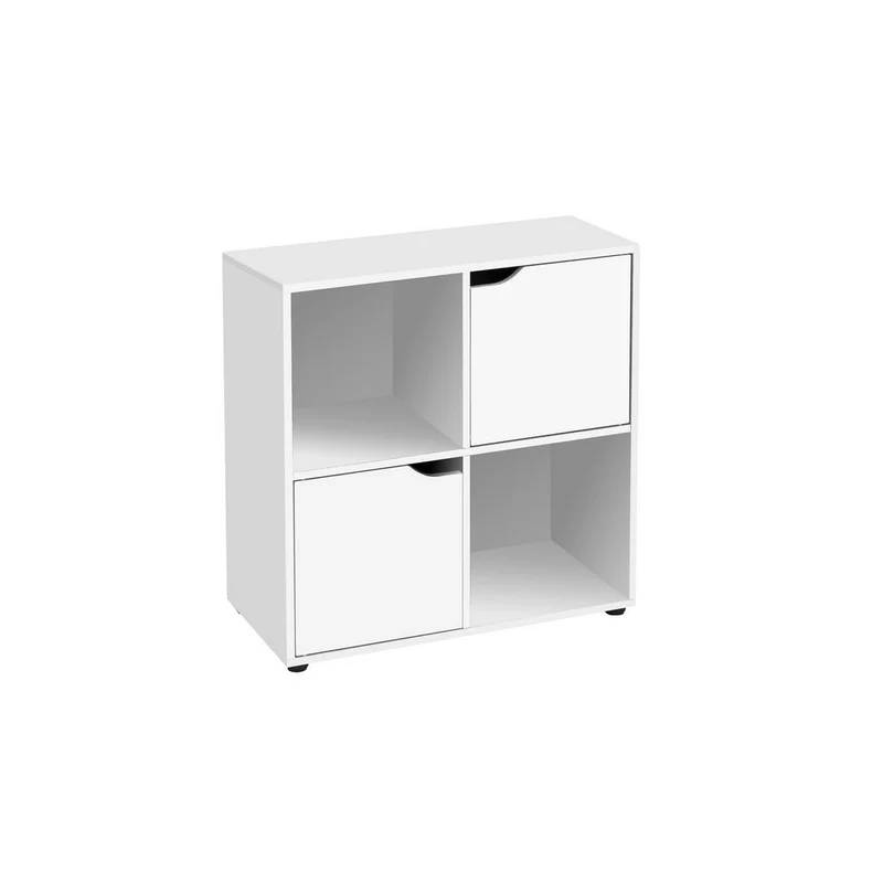 Estantería Cubo con 4 estantes y 2 puertas color blanco de 60x60x29 cm