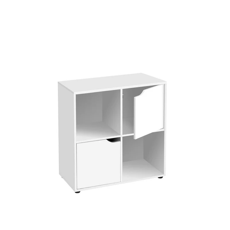 Estantería Cubo con 4 estantes y 2 puertas color blanco de 60x60x29 cm