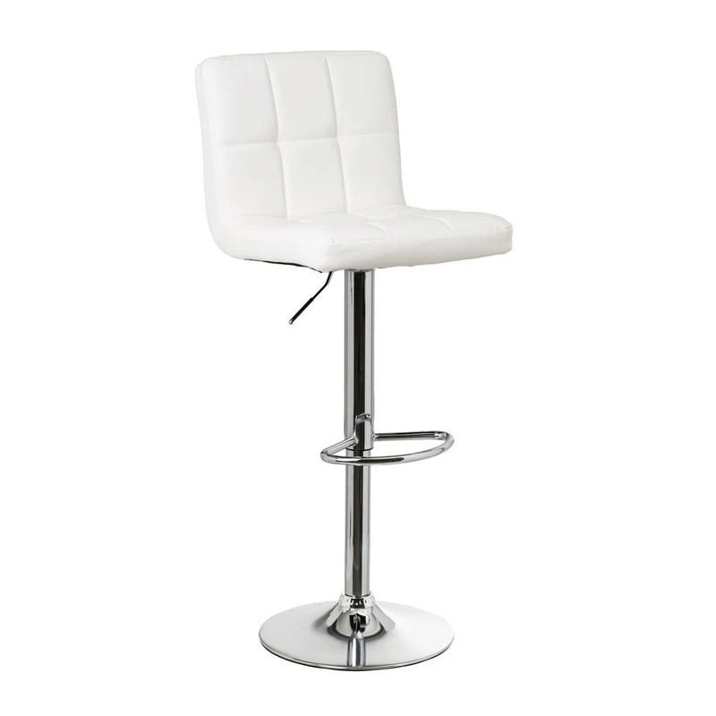 Taburete alto de cocina regulable en altura blanco con respaldo alto