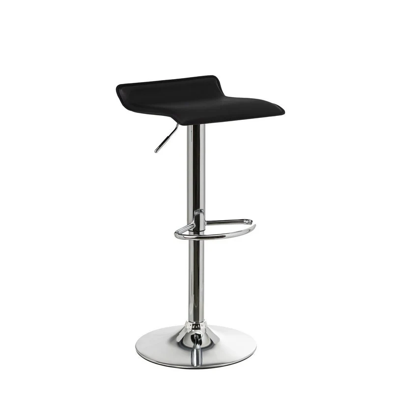 Taburete alto de cocina regulable en altura negro cuadrado sin respaldo