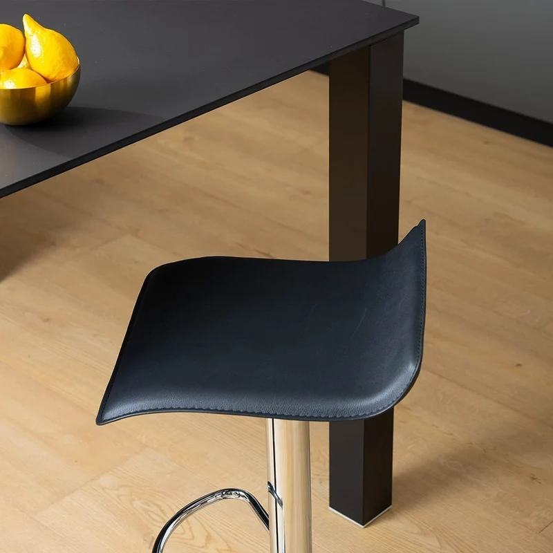 Taburete alto de cocina regulable en altura negro cuadrado sin respaldo