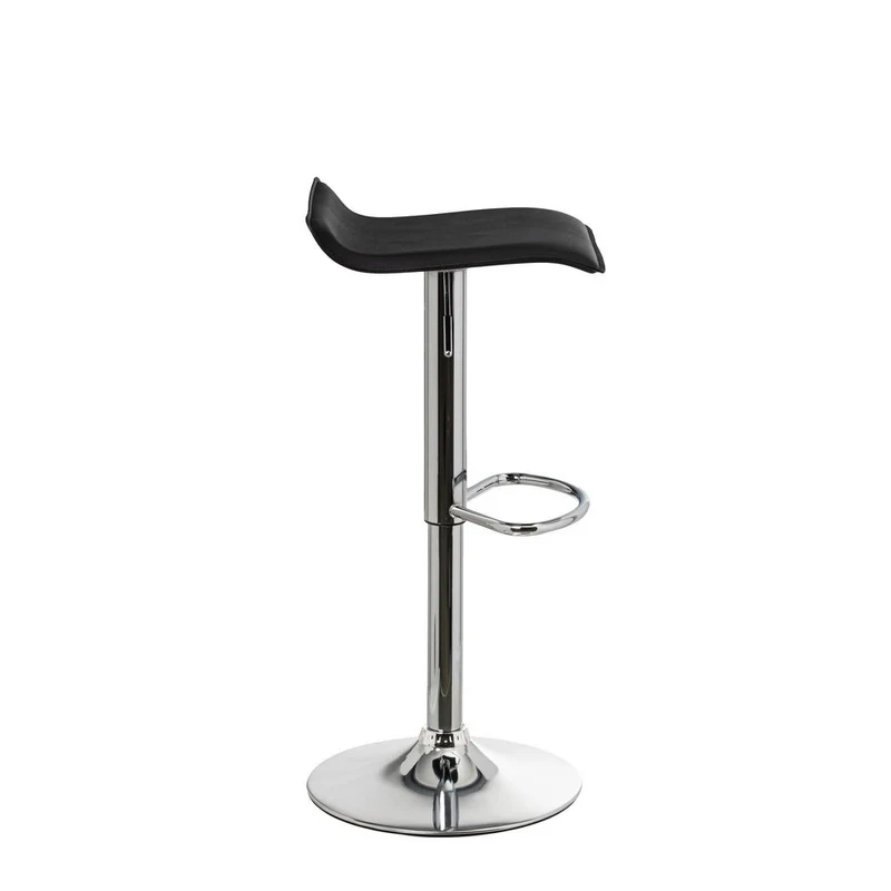 Taburete alto de cocina regulable en altura negro cuadrado sin respaldo