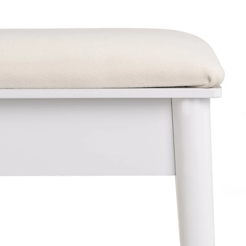 Banqueta clásica de tocador en madera de paulonia blanca 38x29x45cm